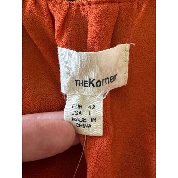 The Korner Women's Orange Floral Flutter Sleeve Shift Dress L - Picture 4 of 7